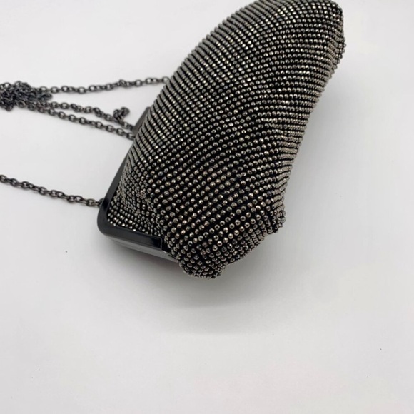 I.N.C. International Concepts Patsy Pewter Diamond Mesh Frame Clutch- NWT - Picture 7 of 12